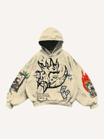 Sun&Moon&Star&Graphic Print Slant Pockets Hoodie