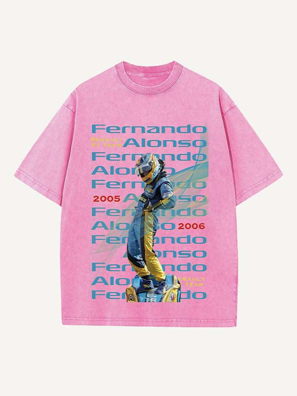 Fernando Alonso Print Round Neck T-shirt