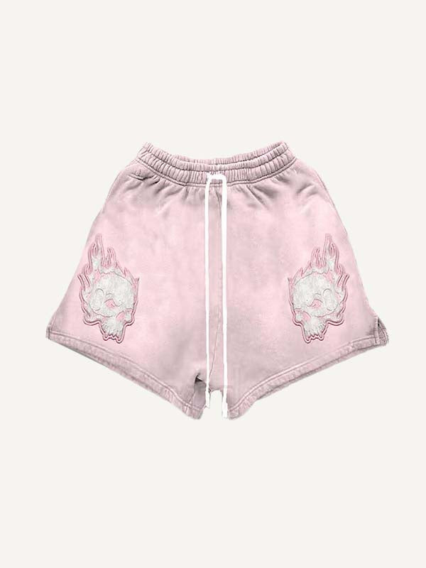 Letter Faux Decal Print Drawstring Waist Shorts