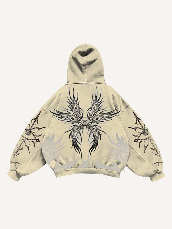 Eye&Wing&Graphic Print Slant Pockets Hoodie