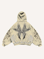 Eye&Wing&Graphic Print Slant Pockets Hoodie