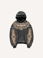 Skull&Star Faux Decal Print Slant Pockets Hoodie