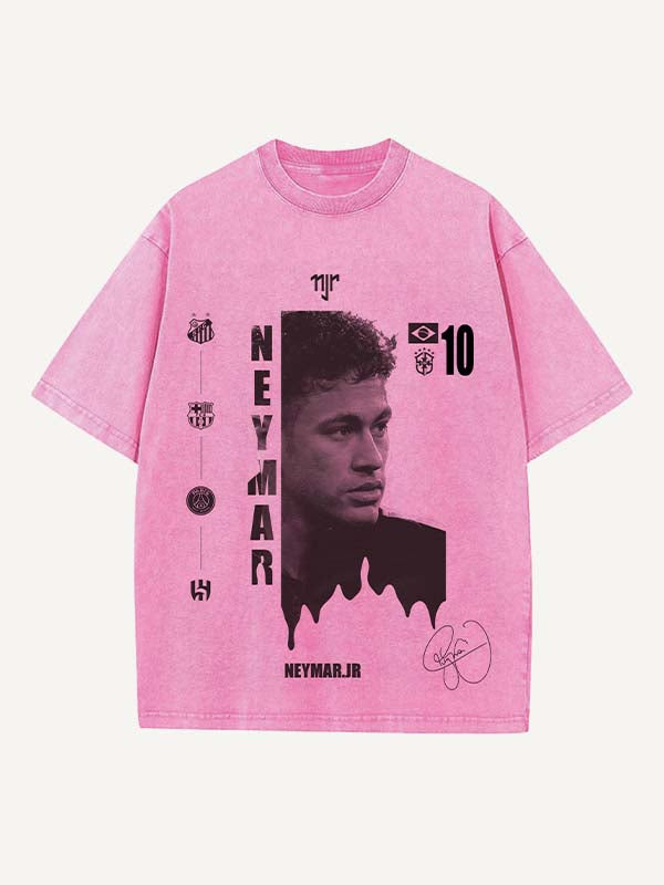 Neymar Print Round Neck T-shirt