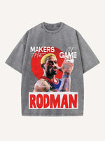 Dennis Rodman Print Round Neck T-shirt