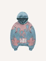 Colorblock Graphic Faux Decal Print Slant Pockets Hoodie