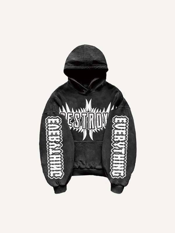 Animal&Letter Print Slant Pockets Hoodie