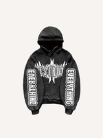 Animal&Letter Print Slant Pockets Hoodie