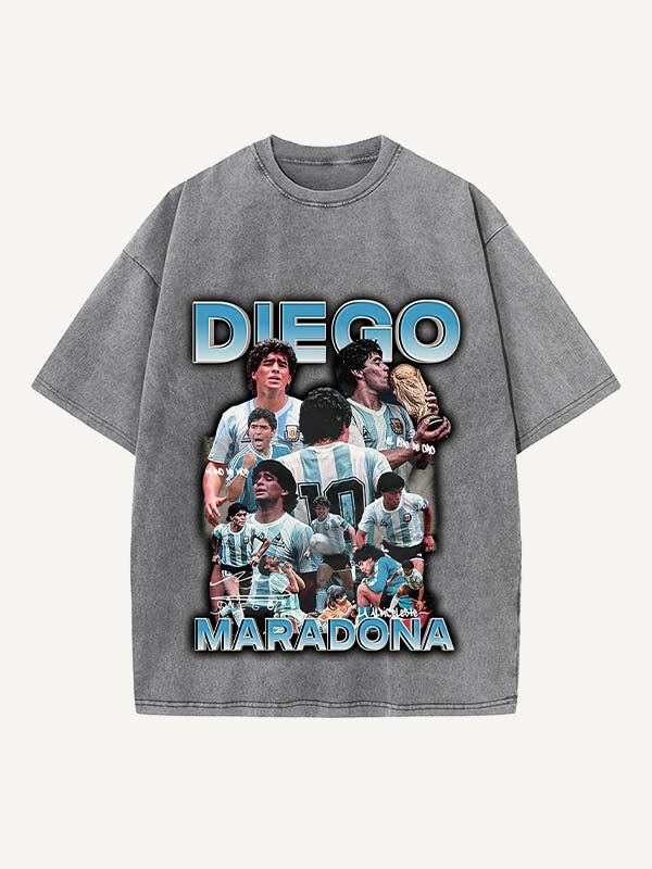 Diego Maradona Print Round Neck T-shirt