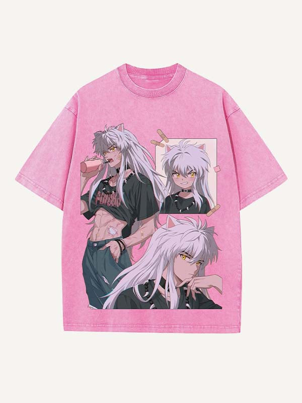 Inuyasha Print Round Neck T-shirt