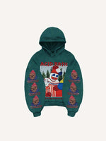 Skull&Joker&Letter Print Slant Pockets Hoodie