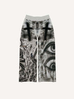 Figure&Eye&Skeleton&Graphic Print Elastic Waist Pants