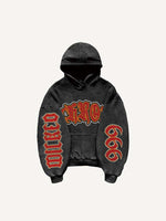 Little Devil Heartbeat&Letter Faux Decal Print Slant Pockets Hoodie