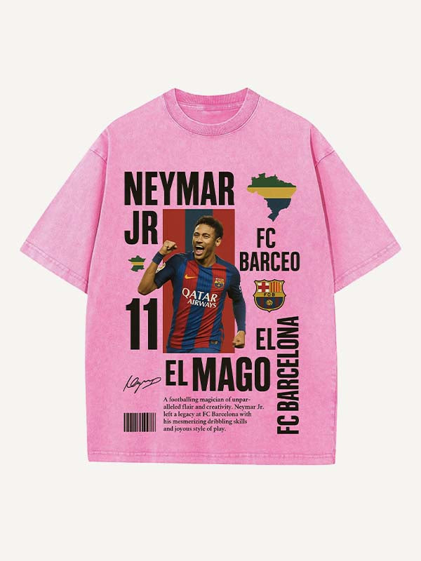Neymar Print Round Neck T-shirt