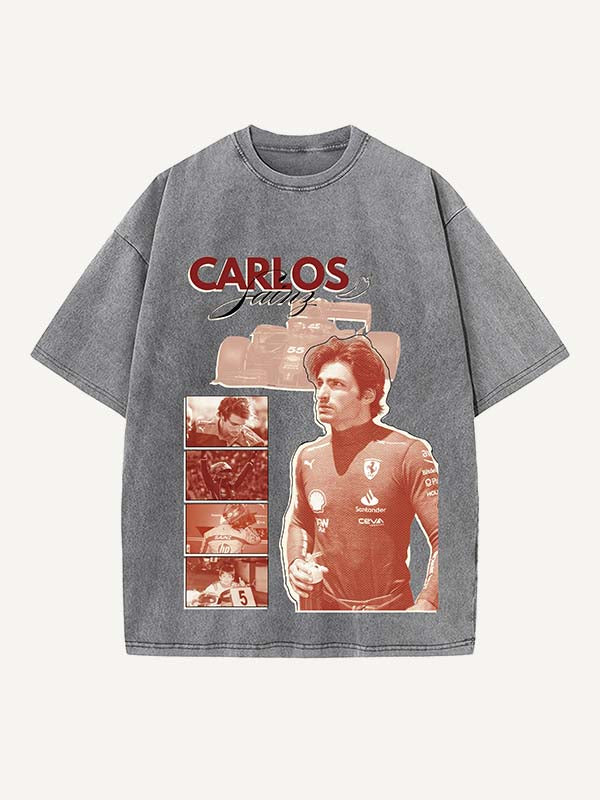 Carlos Sainz Print Round Neck T-shirt