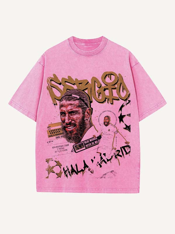 Sergio Ramos Print Round Neck T-shirt