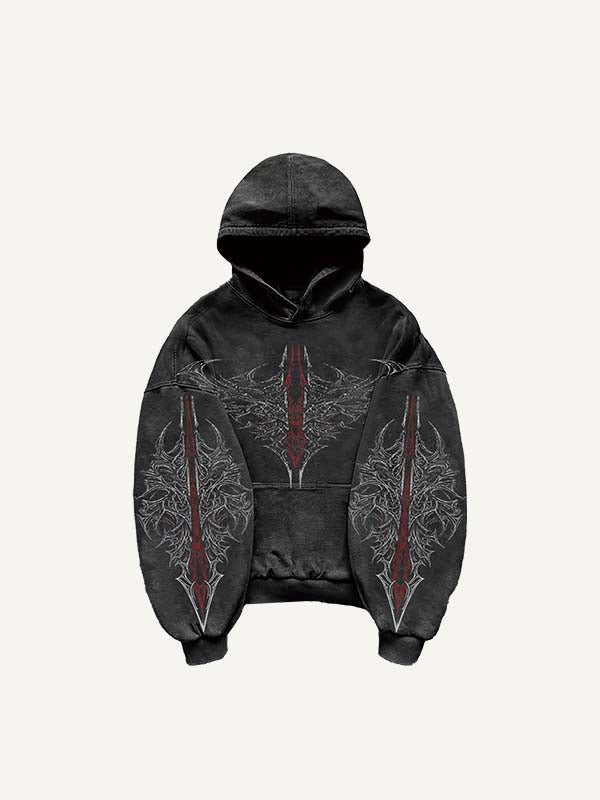 Graphic Print Slant Pockets Hoodie