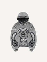 Sun&Moon&Star&Eye Graphic Faux Decal Print Slant Pockets Hoodie
