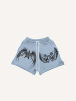 Star&Wing&Eyeball Print Drawstring Waist Shorts
