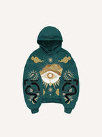 Eye&Cloud&Snake&Palm&Graphic Print Slant Pockets Hoodie