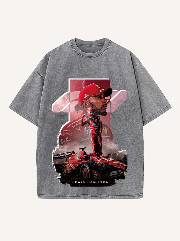 Lewis Hamilton Print Round Neck T-shirt