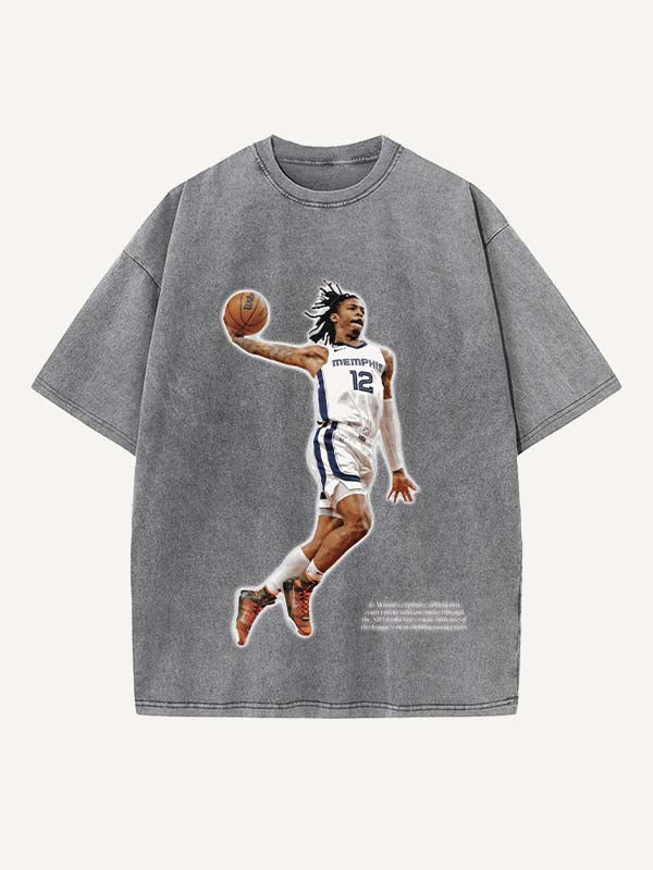 Ja Morant Print Round Neck T-shirt