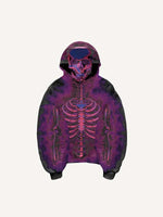 Skeleton Print Slant Pockets Hoodie