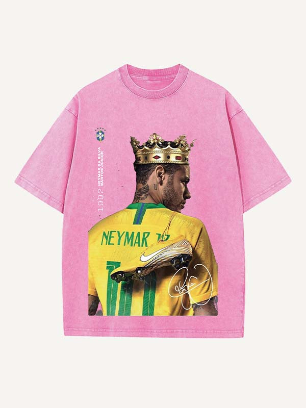 Neymar Print Round Neck T-shirt