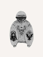 Figure&Wing&Eye&Animal&Letter Print Slant Pockets Hoodie