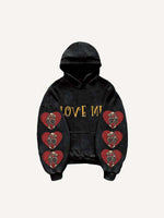 Skeleton Fall In Love Print Slant Pockets Hoodie