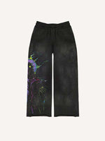 Halloween Figure&Bat&Graphic Print Elastic Waist Pants