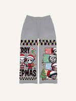 Christmas Horror Print Elastic Waist Pants