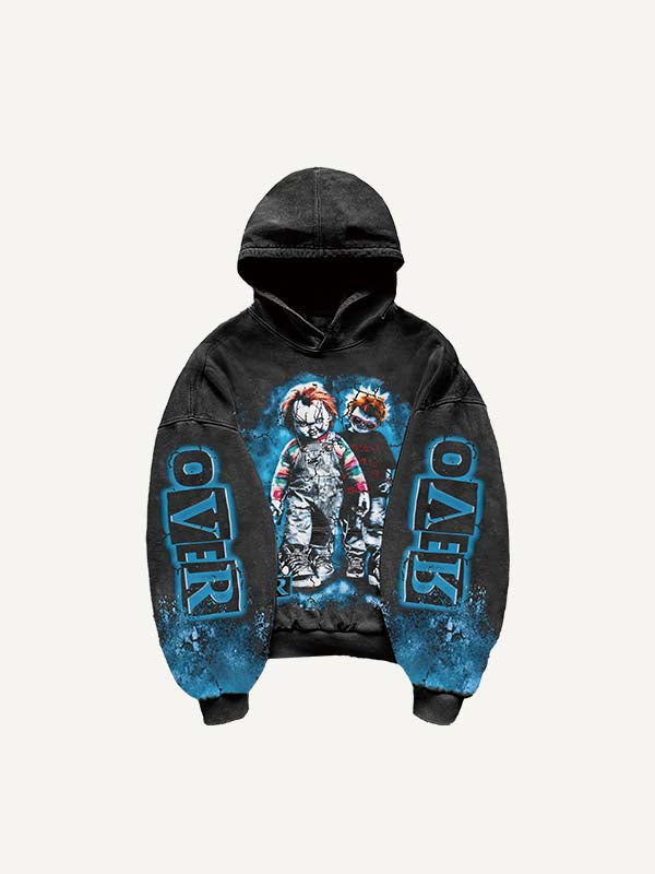 Halloween Horror Print Slant Pockets Hoodie