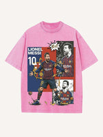 Lionel Messi Print Round Neck T-shirt