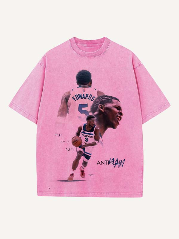 Anthony Edwards Print Round Neck T-shirt