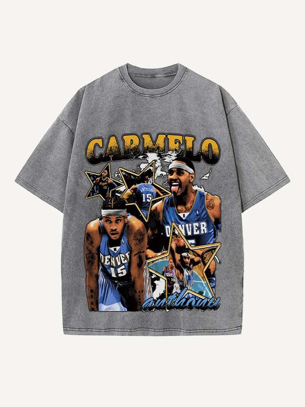 Carmelo Anthony Print Round Neck T-shirt