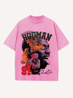 Dennis Rodman Print Round Neck T-shirt