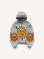 Evil Sun&Moon&Eye&Graphic Print Slant Pockets Hoodie