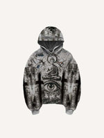 Figure&Eye&Skeleton&Graphic Print Slant Pockets Hoodie