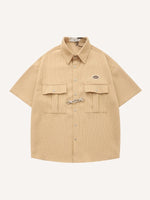 Solid Color College Style Shirt