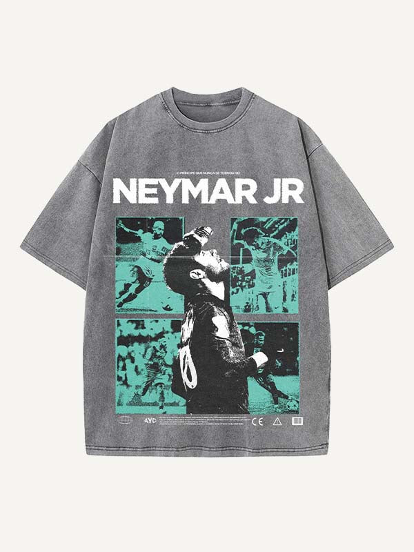 Neymar Print Round Neck T-shirt