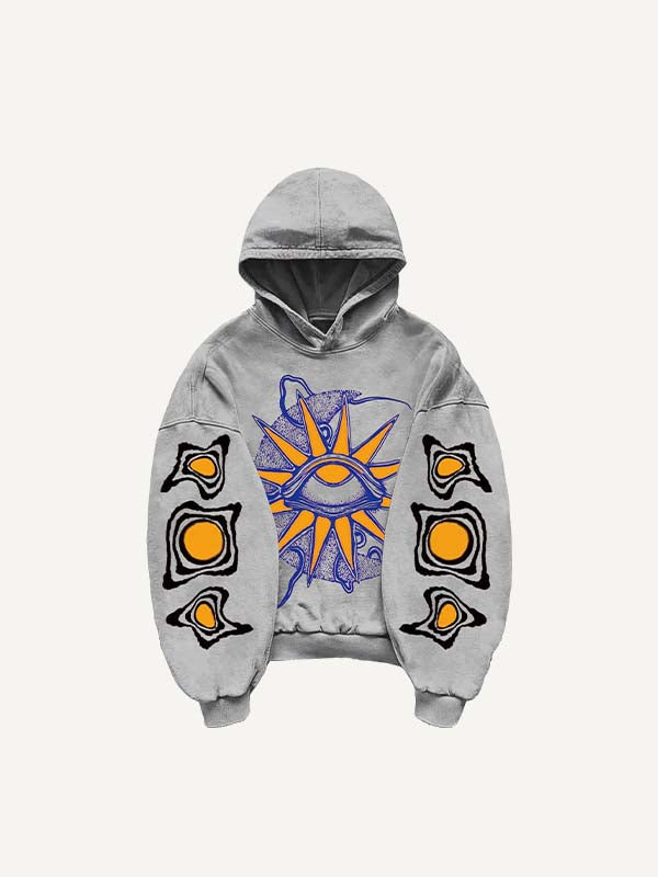 Moon&Eye&Graphic Print Slant Pockets Hoodie