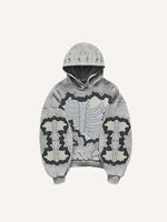 Skeleton&Graphic&Bat Faux Decal Print Slant Pockets Hoodie