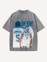 Anthony Edwards Print Round Neck T-shirt