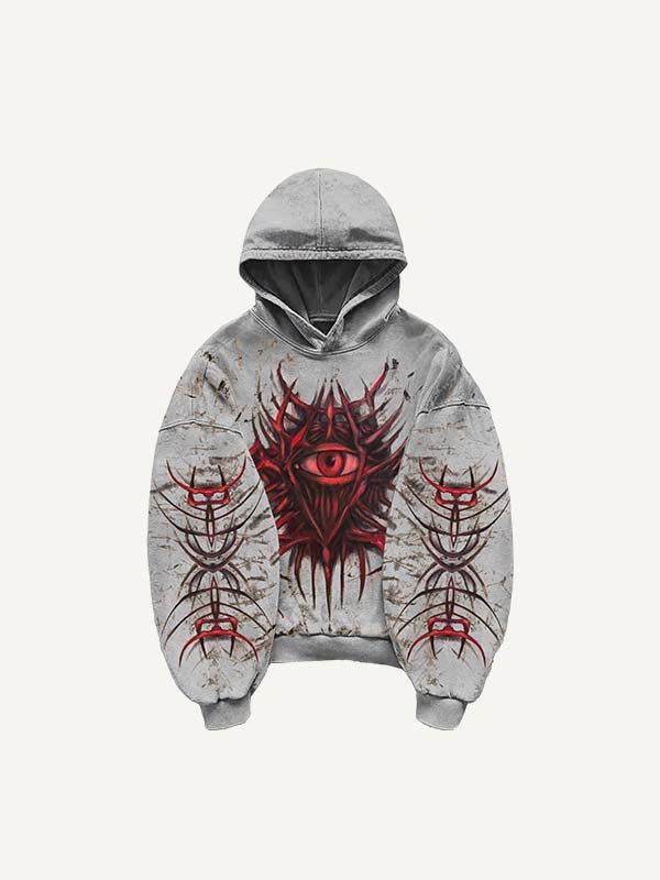 Eye&Graphic Print Slant Pockets Hoodie