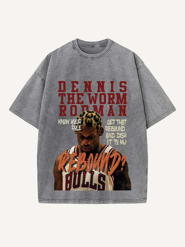 Dennis Rodman Print Round Neck T-shirt