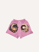 Moon&Sun&Star&Floral&Graphic Print Drawstring Waist Shorts