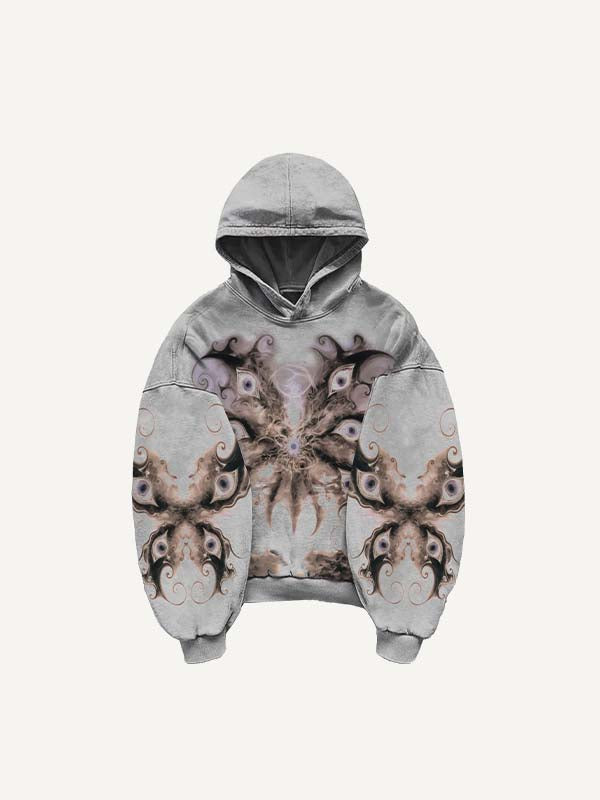 Eye&Wing&Graphic Print Slant Pockets Hoodie
