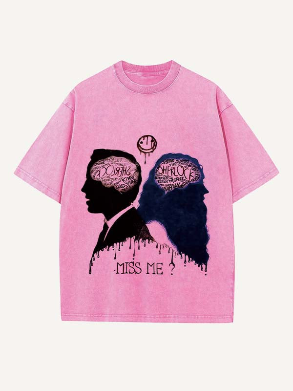 Sherlock Print Round Neck T-shirt