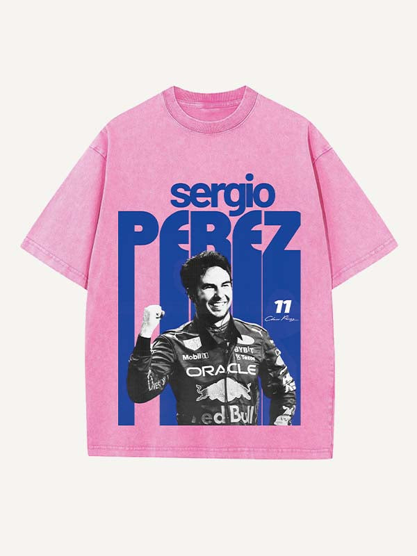 Sergio Perez Print Round Neck T-shirt