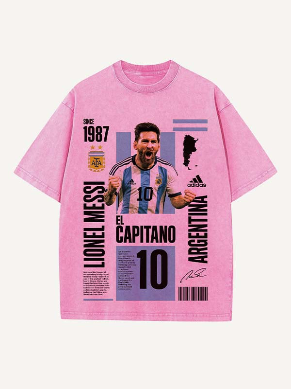 Lionel Messi Print Round Neck T-shirt